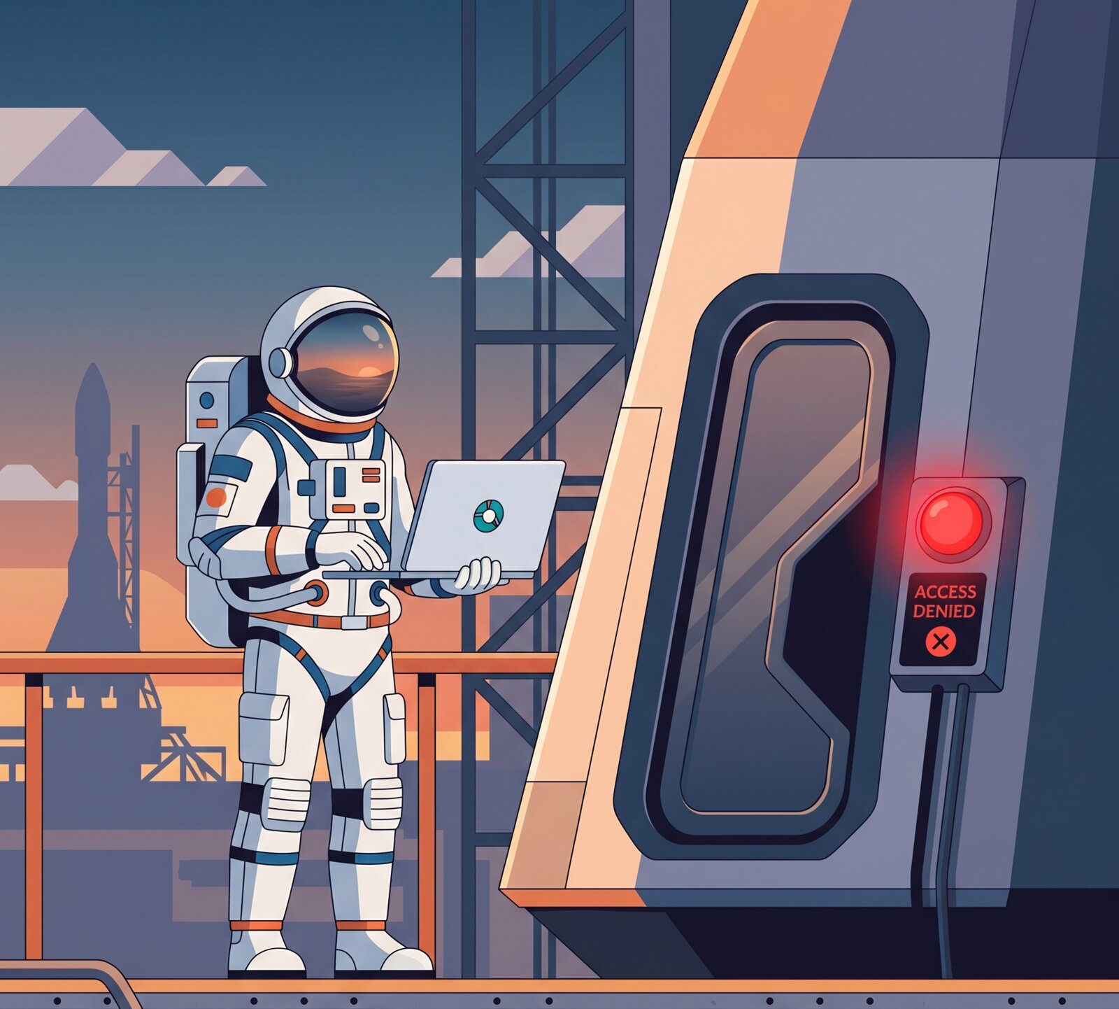 Astronaut denied entry to a spaceship while holding a laptop — the AI access denied at the launchpad